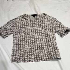 Banana Republic Gray and White Patterned Short Sleeve Top